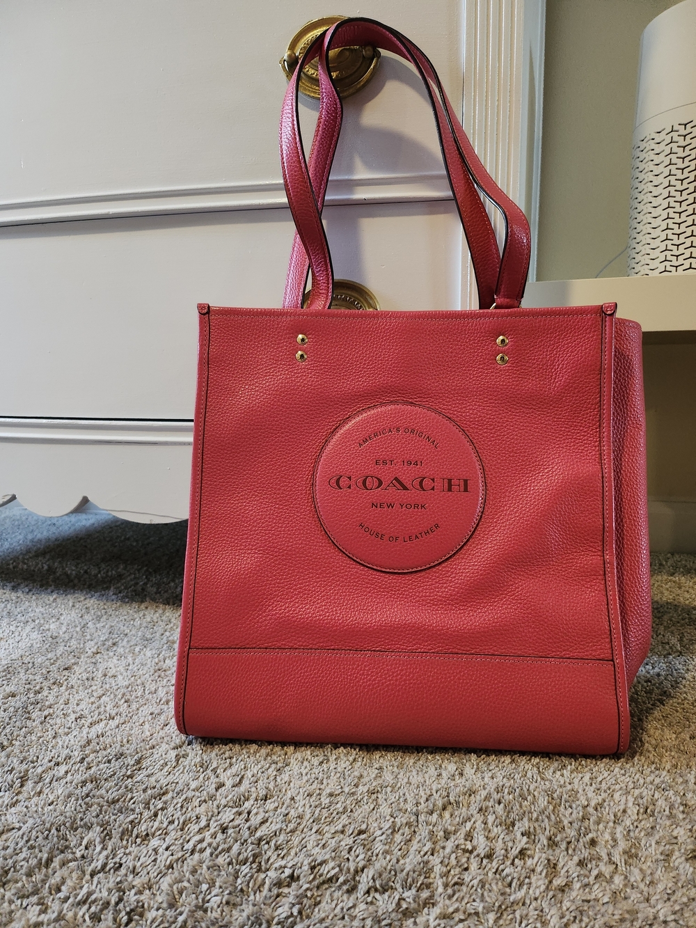 Coach Pink Pebbled Leather Tote Bag- Large
